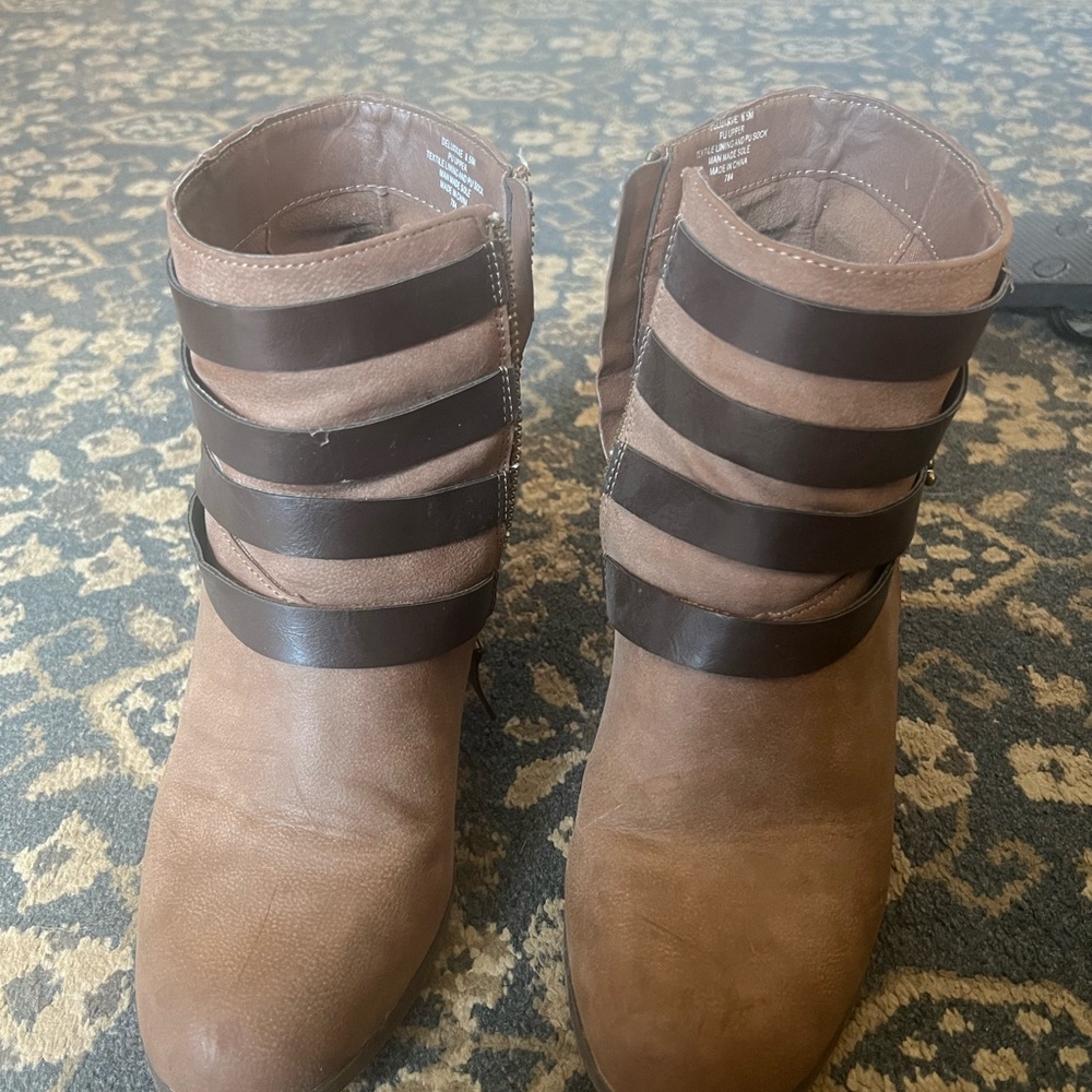 Brown Strappy Ankle Boots
